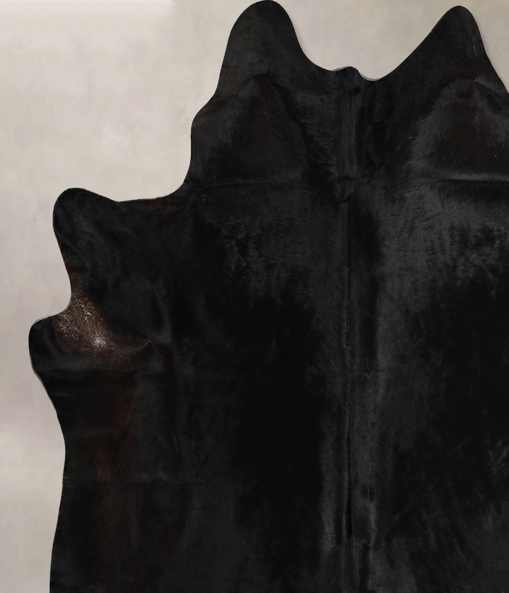 Solid Black X-Large Brazilian Cowhide Rug 7'1"H x 6'6"W #A44441 by Hudson Hides