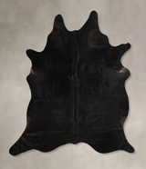 Solid Black X-Large Brazilian Cowhide Rug 7'2"H x 6'8"W #A44467 by Hudson Hides