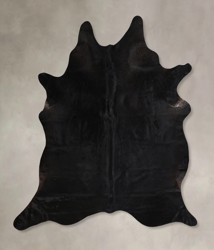 Solid Black X-Large Brazilian Cowhide Rug 7'2"H x 6'8"W #A44467 by Hudson Hides