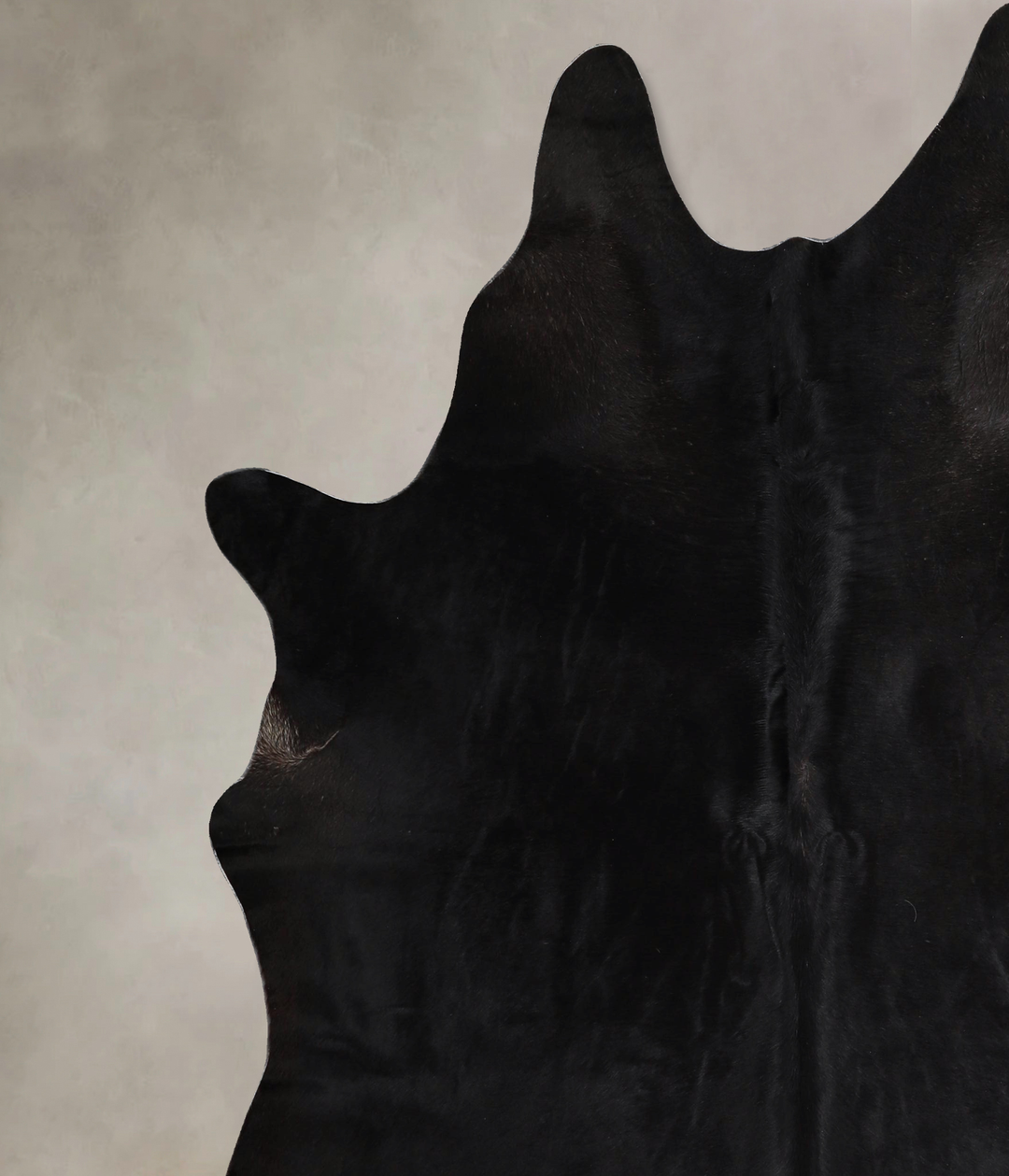Solid Black X-Large Brazilian Cowhide Rug 7'2"H x 6'8"W #A44467 by Hud