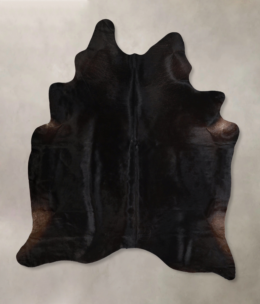Solid Black X-Large Brazilian Cowhide Rug 7'3"H x 6'1"W #A44471 by Hudson Hides