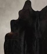 Solid Black X-Large Brazilian Cowhide Rug 7'3"H x 6'1"W #A44471 by Hudson Hides