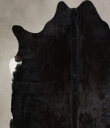 Solid Black X-Large Brazilian Cowhide Rug 6'10"H x 6'5"W #A44489 by Hudson Hides
