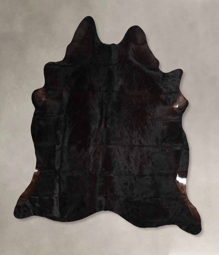 Solid Black X-Large Brazilian Cowhide Rug 7'1"H x 6'2"W #A44503 by Hudson Hides