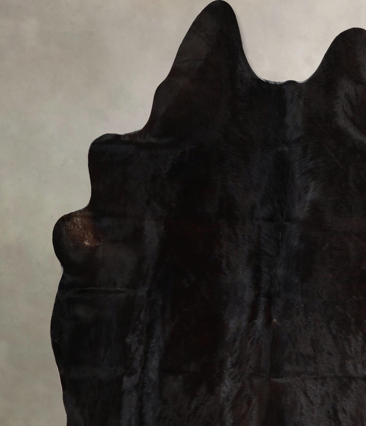 Solid Black X-Large Brazilian Cowhide Rug 7'1"H x 6'2"W #A44503 by Hudson Hides