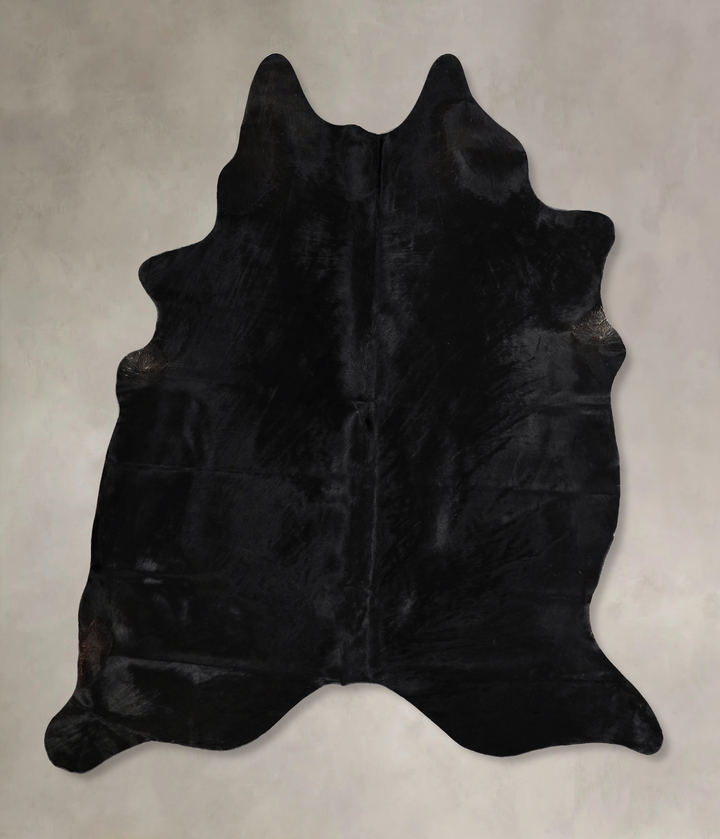 Solid Black X-Large Brazilian Cowhide Rug 7'0"H x 6'2"W #A44505 by Hudson Hides