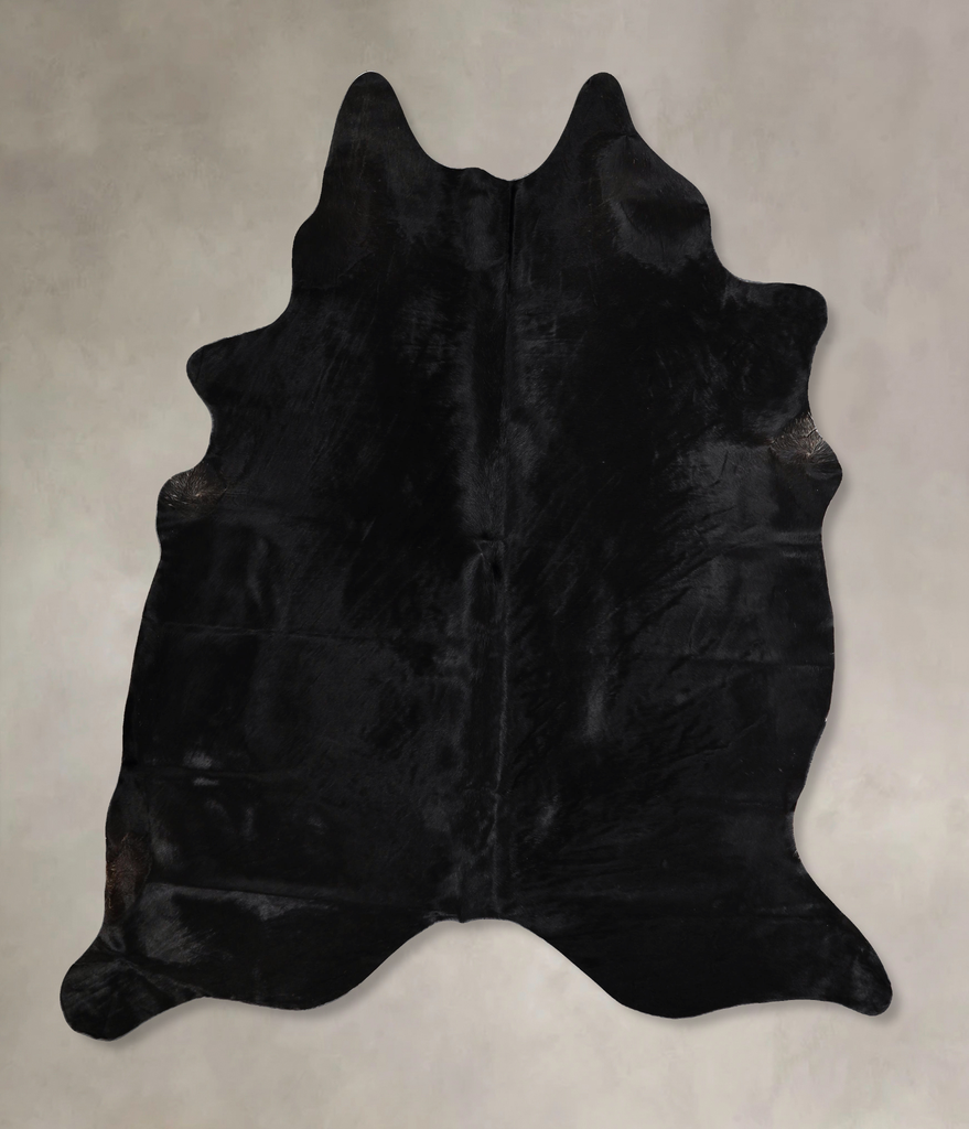 Solid Black X-Large Brazilian Cowhide Rug 7'0"H x 6'2"W #A44505 by Hudson Hides