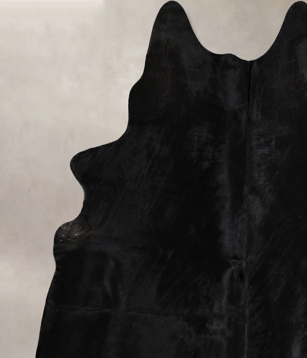 Solid Black X-Large Brazilian Cowhide Rug 7'0"H x 6'2"W #A44505 by Hud