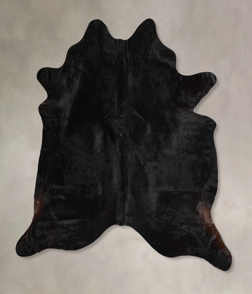 Solid Black X-Large Brazilian Cowhide Rug 7'3"H x 6'4"W #A44531 by Hudson Hides