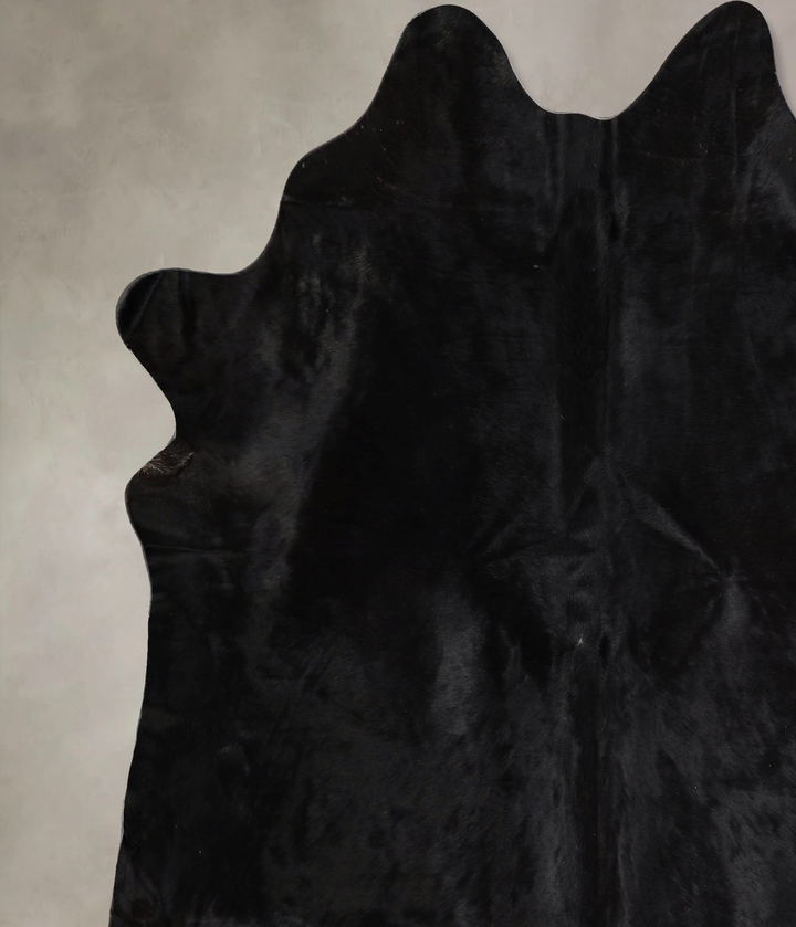 Solid Black X-Large Brazilian Cowhide Rug 7'3"H x 6'4"W #A44531 by Hudson Hides