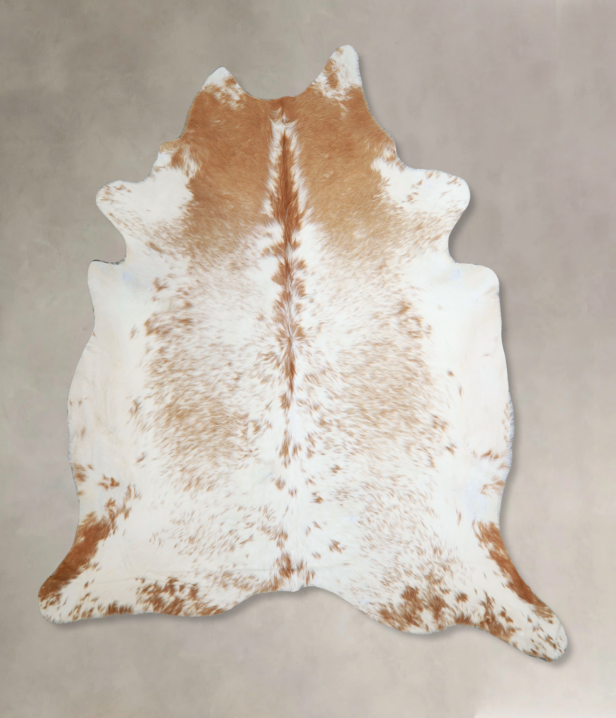 Beige and White XX-Large Brazilian Cowhide Rug 7'5"H x 7'3"W #A44539 by Hudson Hides