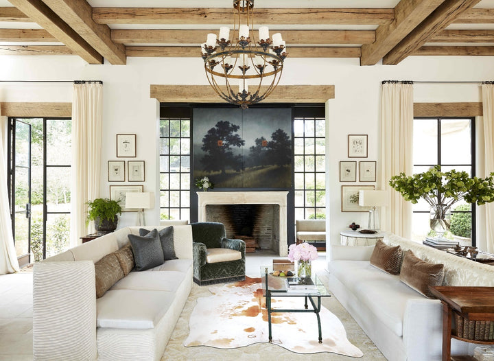 Beige and White XX-Large Brazilian Cowhide Rug 8'2"H x 6'5"W #A44541 by Hudson Hides