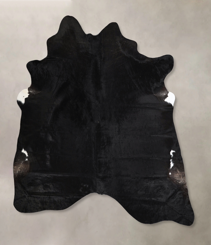 Solid Black X-Large Brazilian Cowhide Rug 6'11"H x 6'2"W #A44542 by Hudson Hides