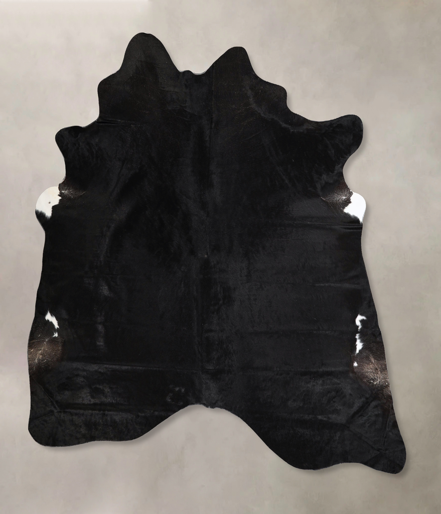Solid Black X-Large Brazilian Cowhide Rug 6'11"H x 6'2"W #A44542 by Hudson Hides