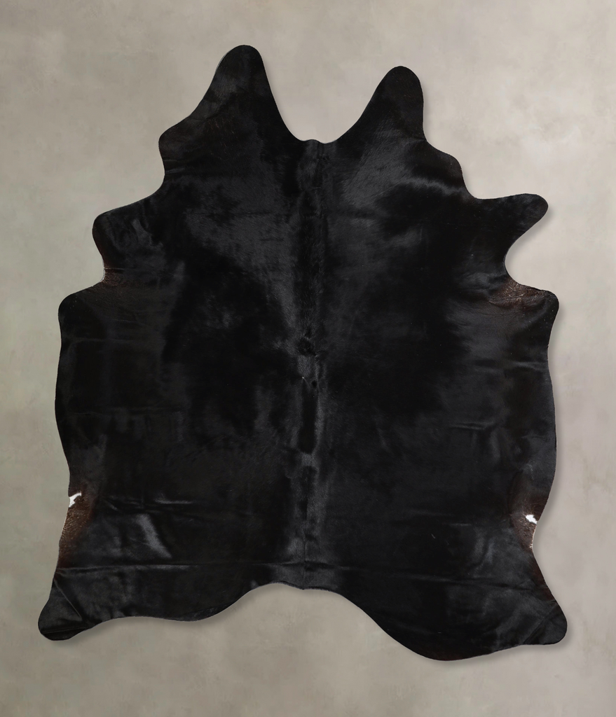 Solid Black X-Large Brazilian Cowhide Rug 7'4"H x 5'10"W #A44544 by Hudson Hides