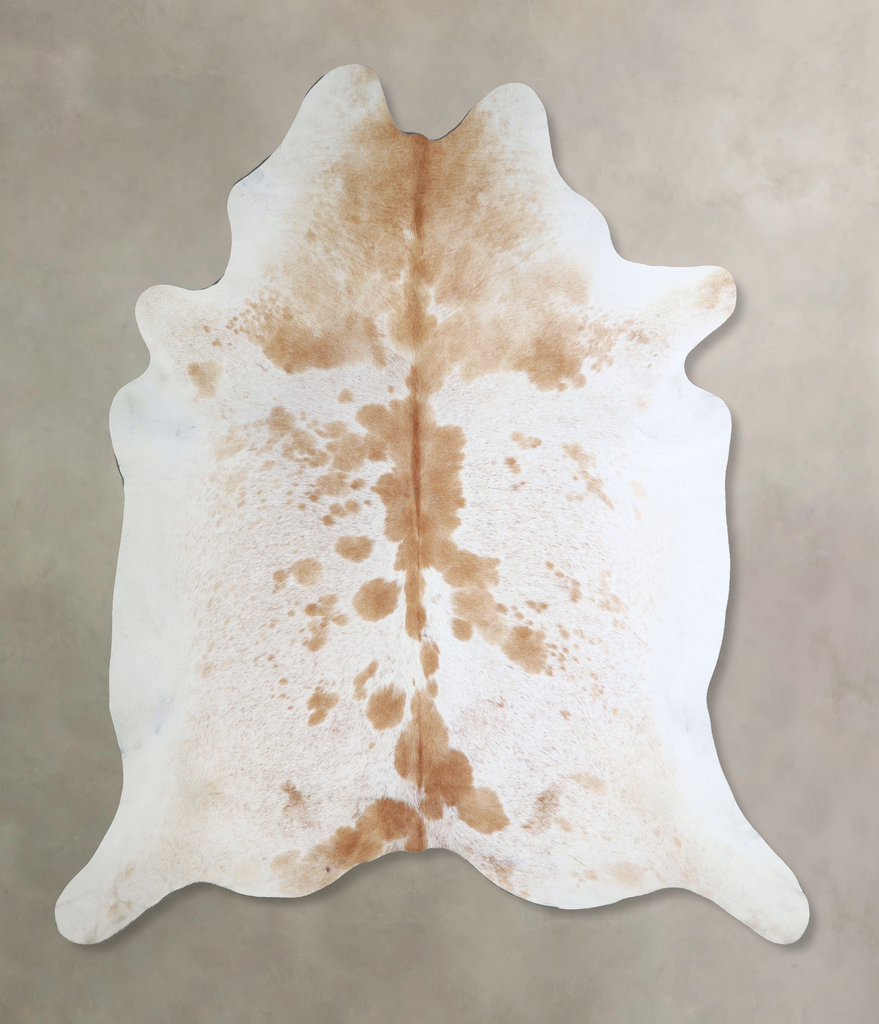 Beige and White XX-Large Brazilian Cowhide Rug 8'4"H x 7'6"W #A44558 by Hudson Hides