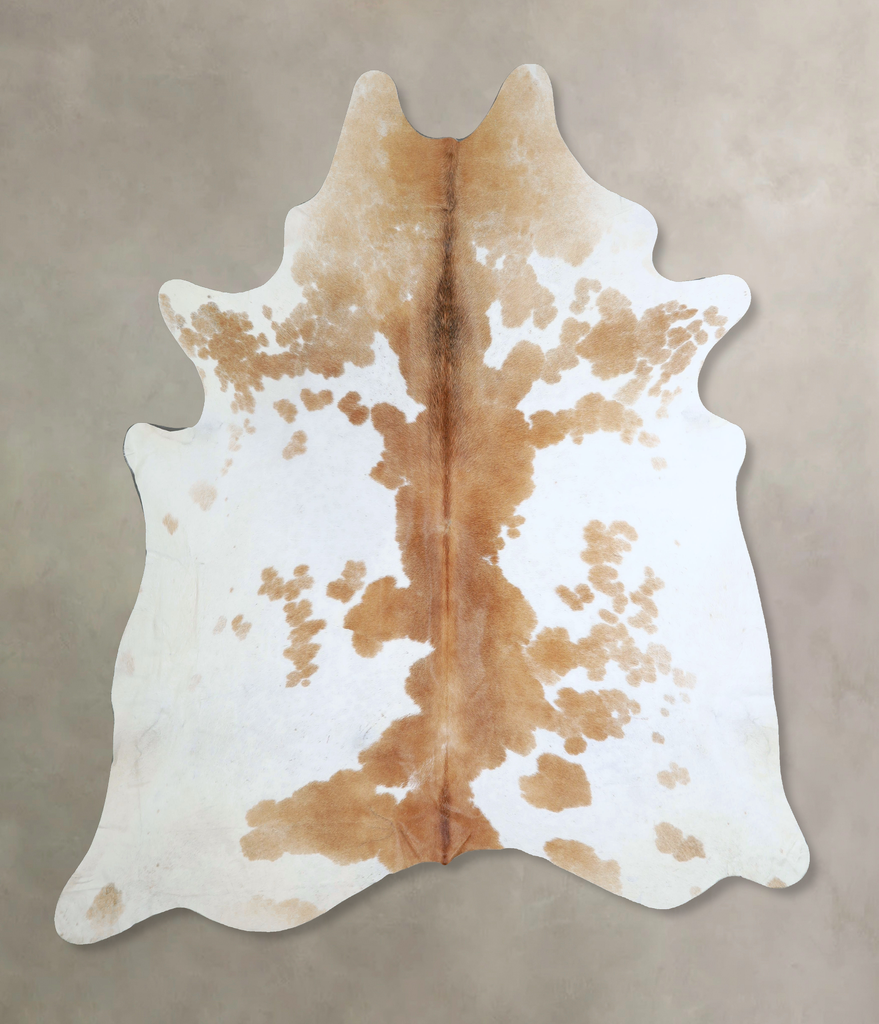 Beige and White XX-Large Brazilian Cowhide Rug 8'1"H x 7'5"W #A44559 by Hudson Hides