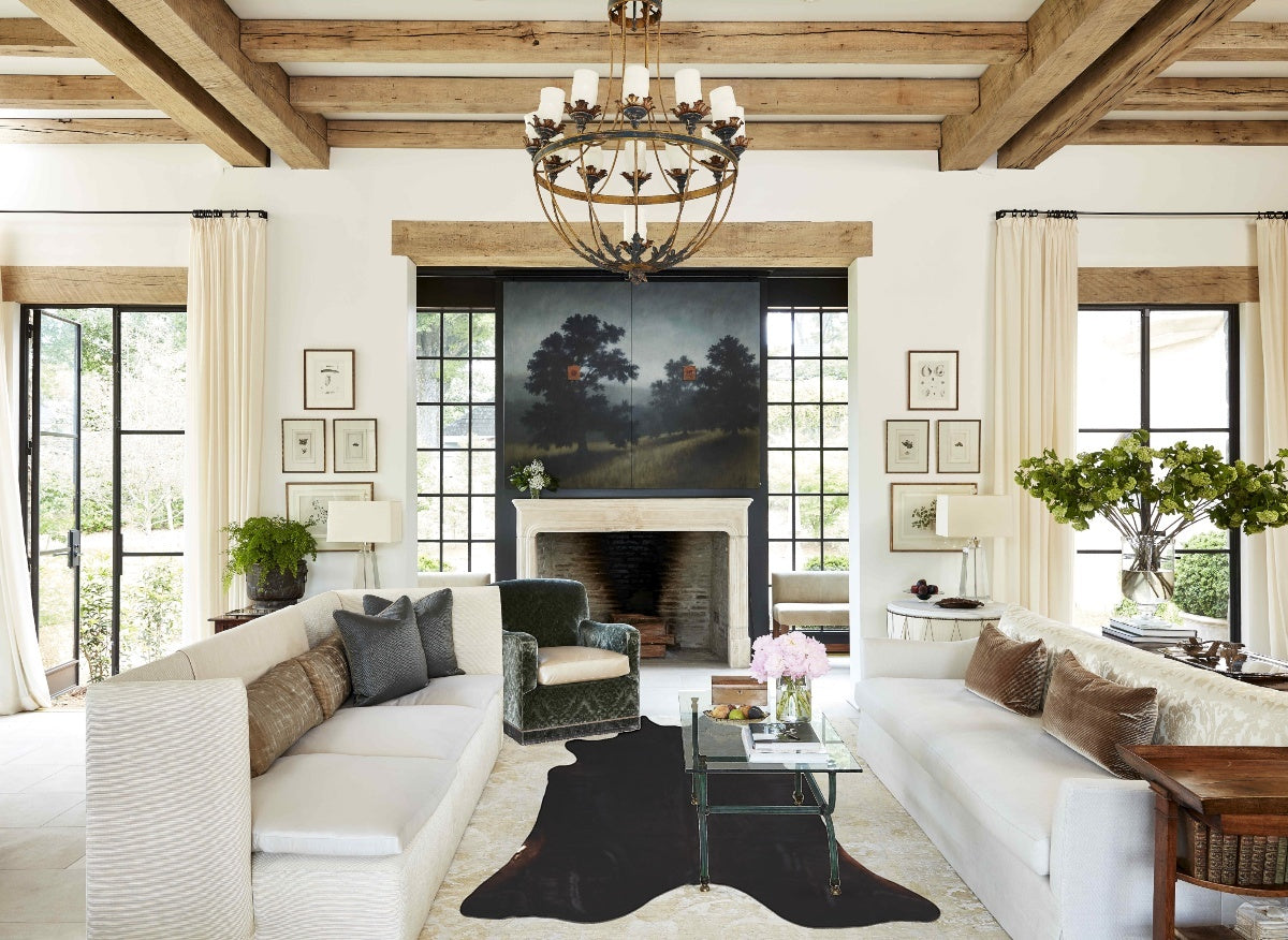 Solid Black Cowhide Rug #A44568