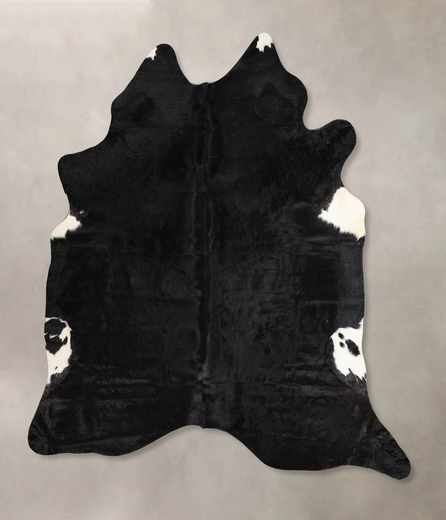 Solid Black X-Large Brazilian Cowhide Rug 7'1"H x 5'11"W #A44569 by Hudson Hides