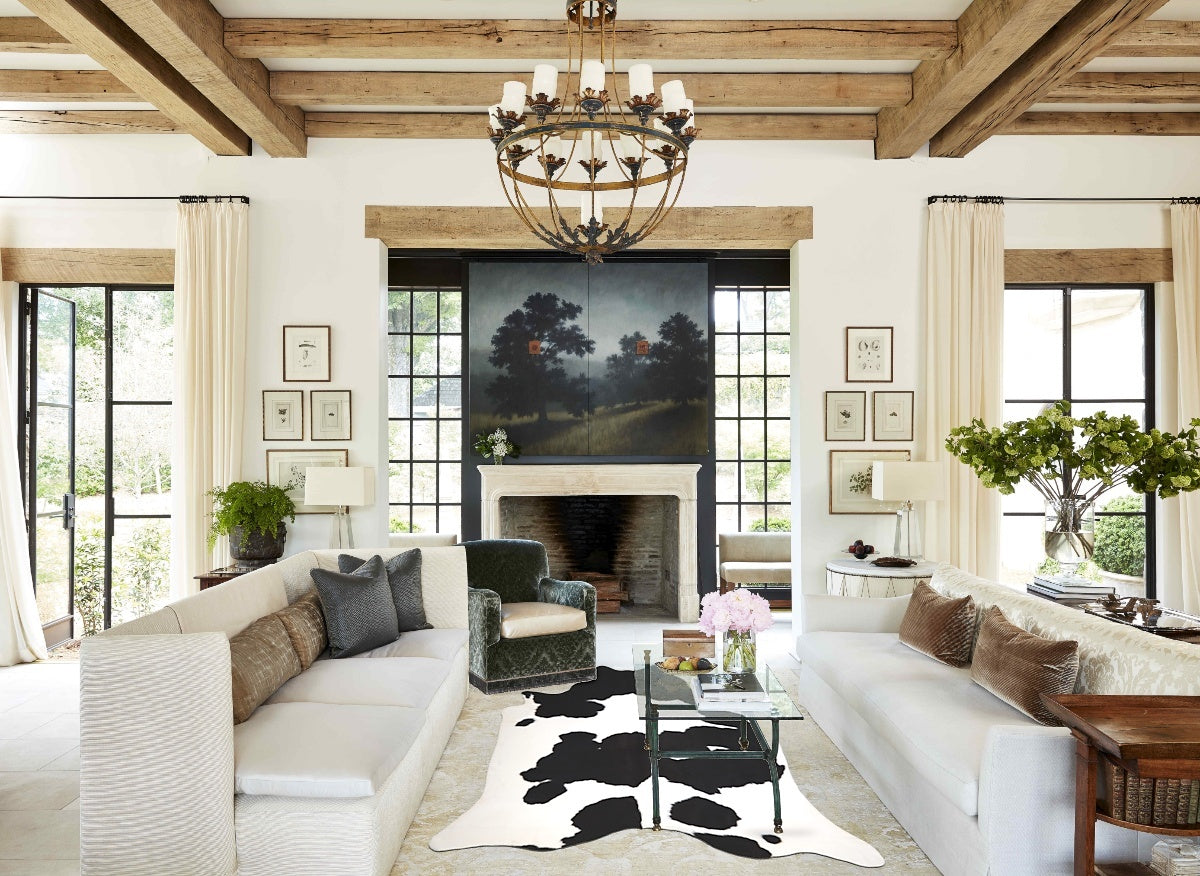 Black and White XX-Large Brazilian Cowhide Rug 7'11"H x 6'8"W #A44583 by Hudson Hides