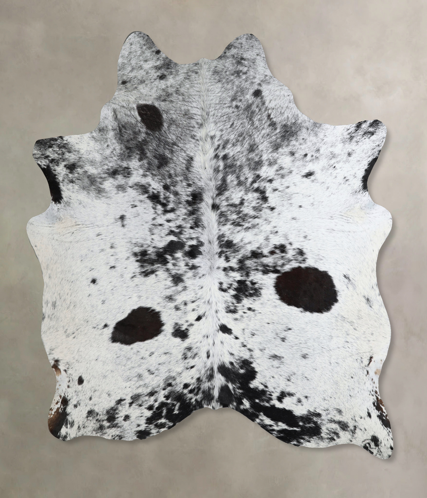 Salt and Pepper Black X-Large Brazilian Cowhide Rug 7'5"H x 6'6"W #A44592 by Hudson Hides