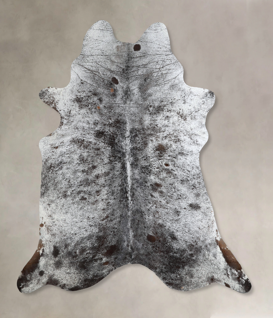 Salt and Pepper Black X-Large Brazilian Cowhide Rug 7'3"H x 6'9"W #A44595 by Hudson Hides