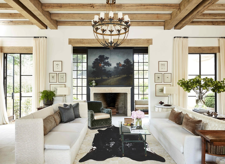 Black and White XX-Large Brazilian Cowhide Rug 7'10"H x 7'4"W #A44616 by Hudson Hides