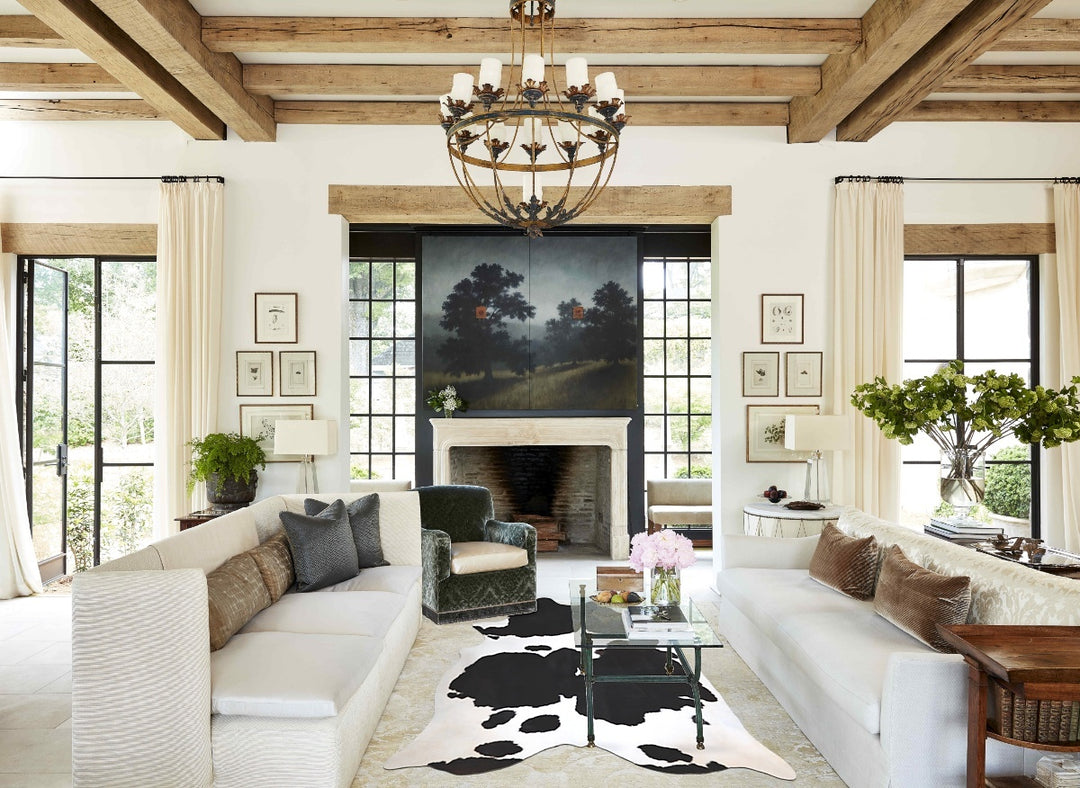 Black and White XX-Large Brazilian Cowhide Rug 7'10"H x 6'9"W #A44632 