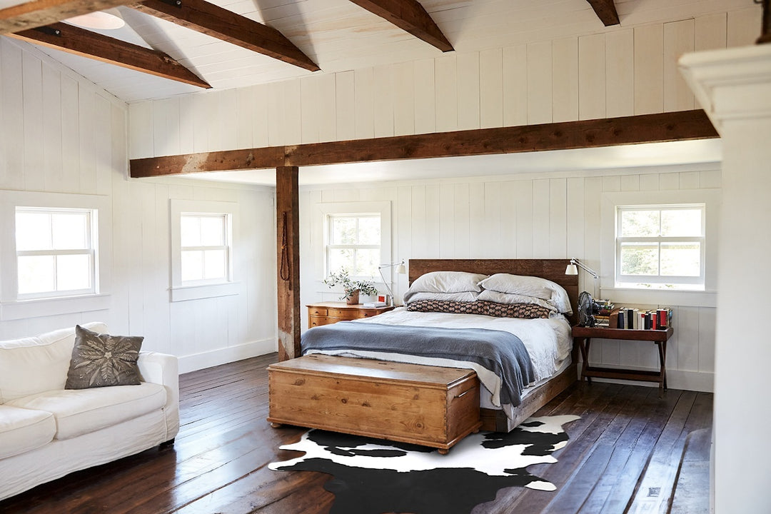 Black and White X-Large Brazilian Cowhide Rug 7'4"H x 6'1"W #A44640 by