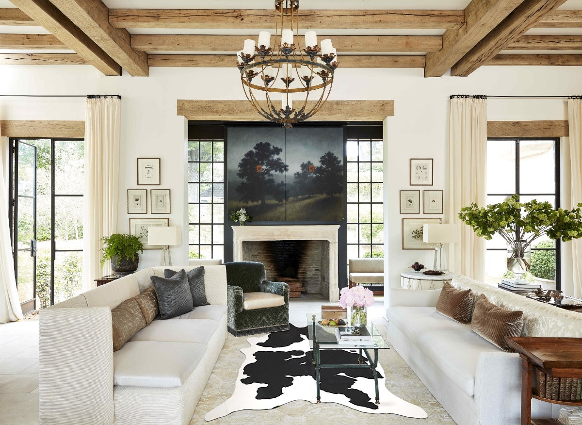 Black and White XX-Large Brazilian Cowhide Rug 8'6"H x 7'1"W #A44648 by Hudson Hides