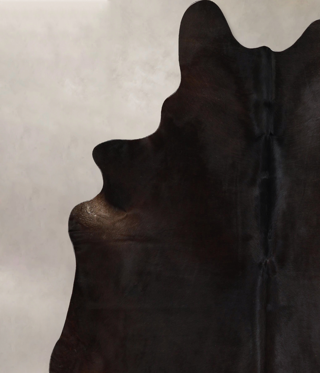 Solid Black X-Large Brazilian Cowhide Rug 7'2"H x 6'5"W #A44655 by Hud