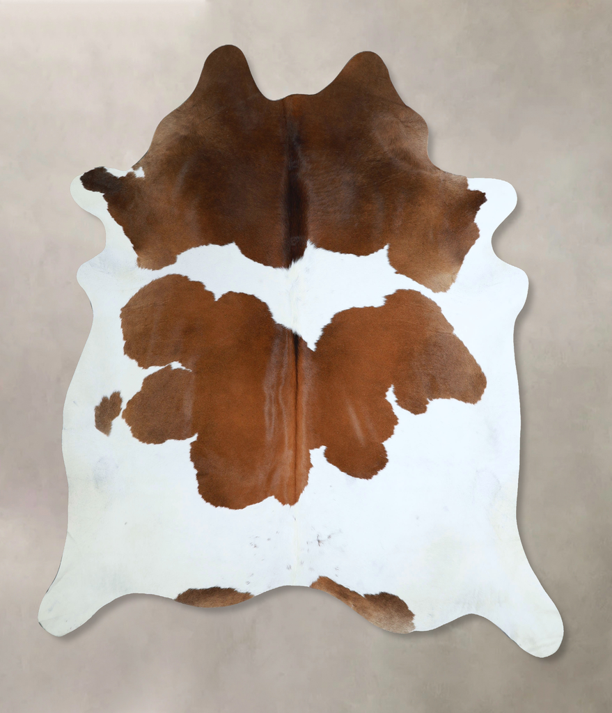 Brown and White XX-Large Brazilian Cowhide Rug 7'8"H x 6'11"W #A44660 by Hudson Hides