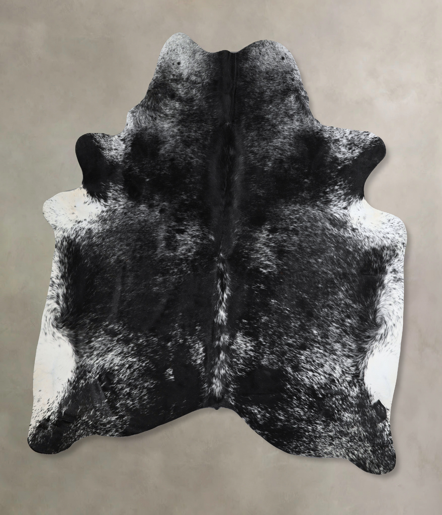 Salt and Pepper Black X-Large Brazilian Cowhide Rug 7'3"H x 6'5"W #A44678 by Hudson Hides
