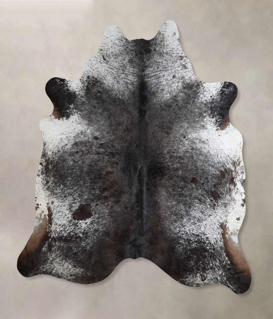 Salt and Pepper Black X-Large Brazilian Cowhide Rug 7'0"H x 6'6"W #A44681 by Hudson Hides