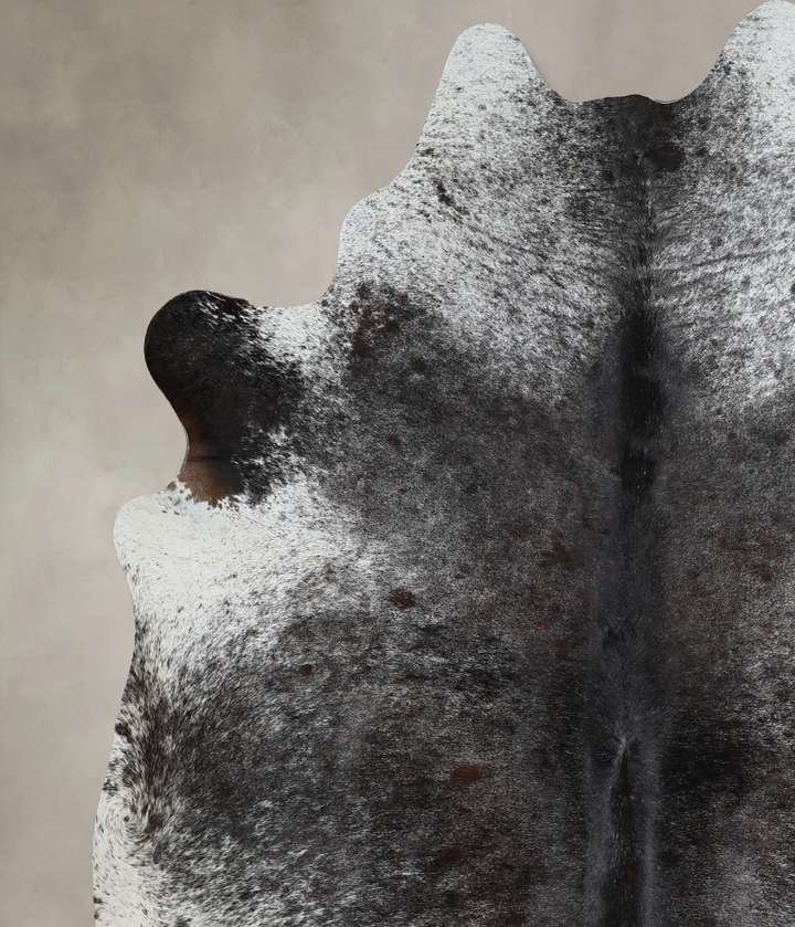 Salt and Pepper Black X-Large Brazilian Cowhide Rug 7'0"H x 6'6"W #A44681 by Hudson Hides