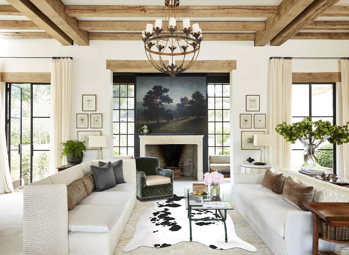 Black and White XX-Large Brazilian Cowhide Rug 7'8"H x 7'0"W #A44695 by Hudson Hides
