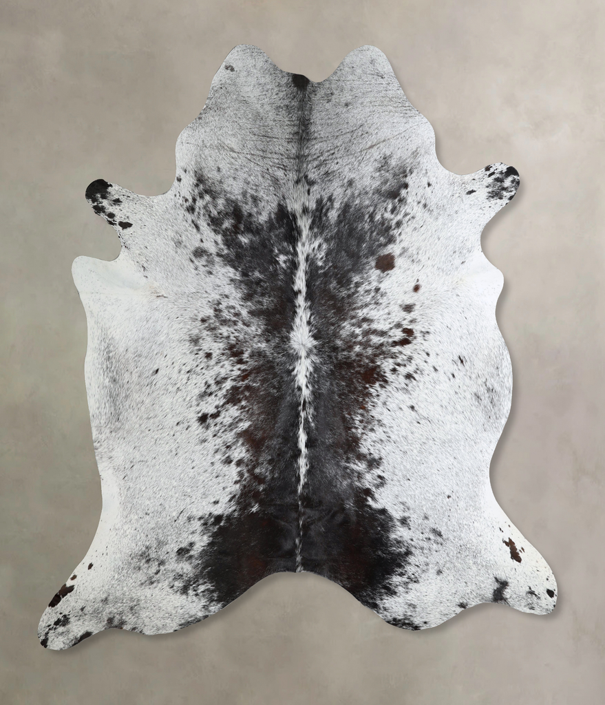 Salt and Pepper Black XX-Large Brazilian Cowhide Rug 7'8"H x 7'0"W #A44698 by Hudson Hides