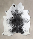 Salt and Pepper Black X-Large Brazilian Cowhide Rug 7'1"H x 6'3"W #A44701 by Hudson Hides