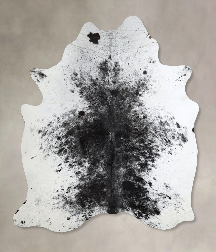 Salt and Pepper Black X-Large Brazilian Cowhide Rug 7'1"H x 6'3"W #A44701 by Hudson Hides
