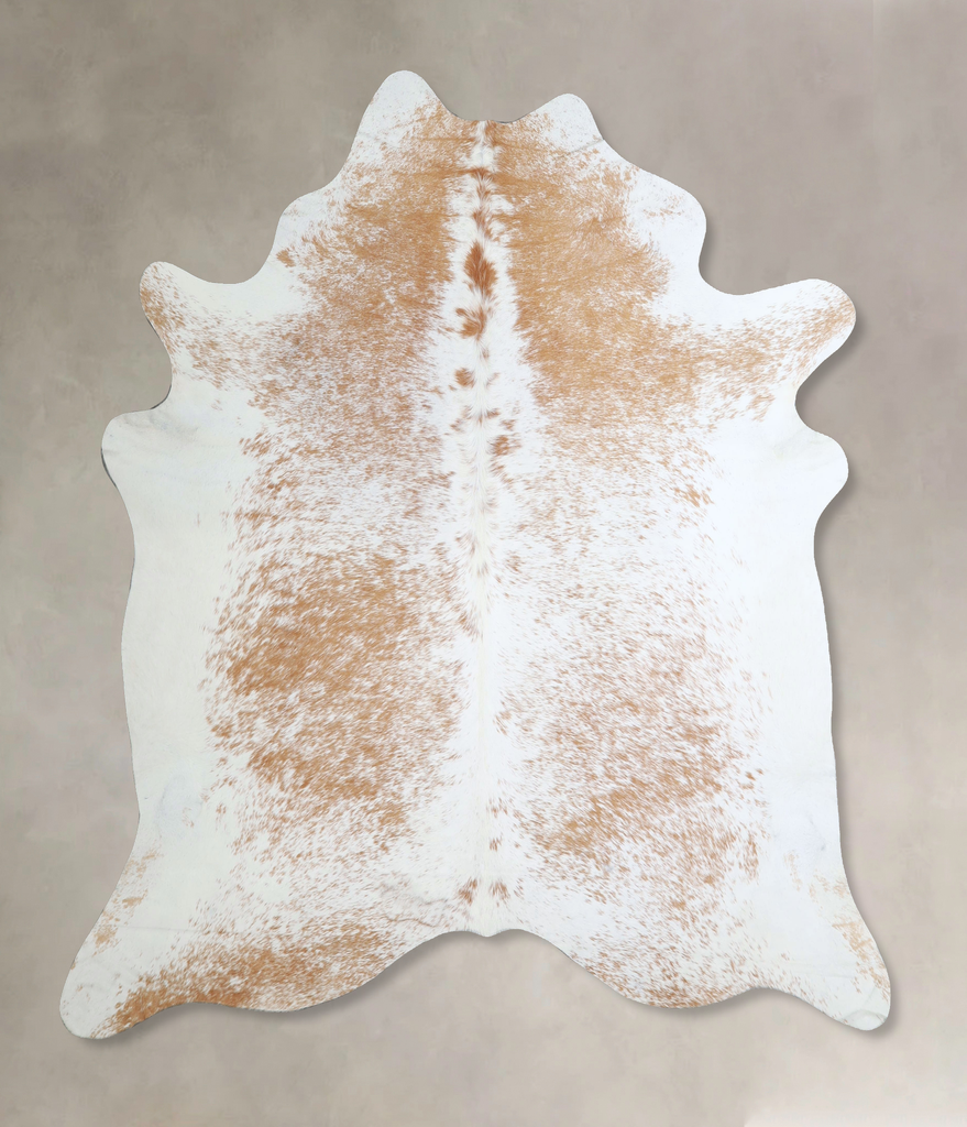Beige and White X-Large Brazilian Cowhide Rug 7'0"H x 6'7"W #A44717 by Hudson Hides