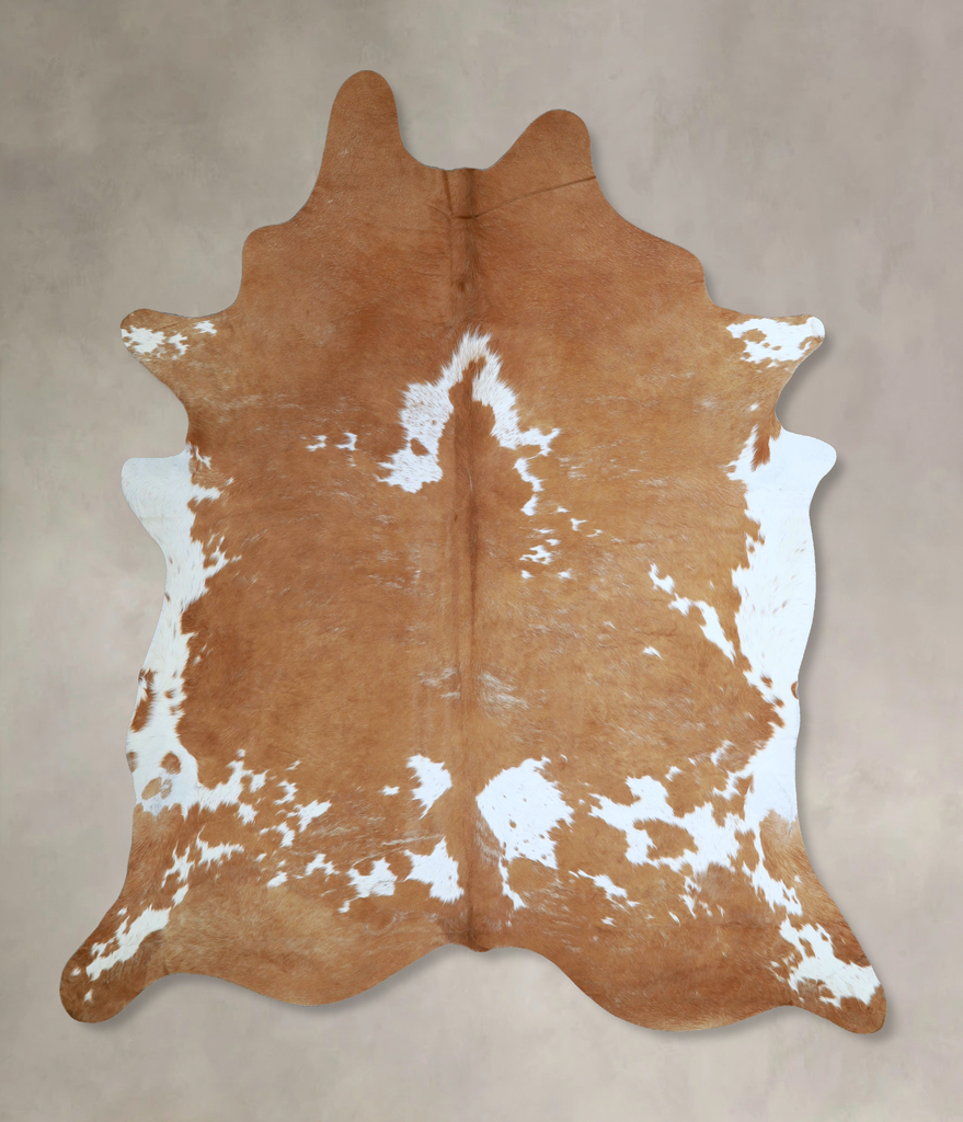 Beige and White XX-Large Brazilian Cowhide Rug 7'9"H x 6'8"W #A44719 by Hudson Hides