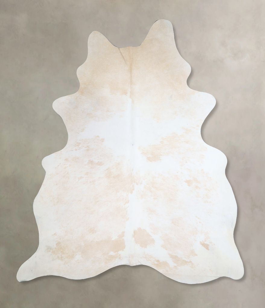 Beige and White X-Large Brazilian Cowhide Rug 7'8"H x 6'2"W #A44720 by Hudson Hides