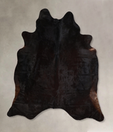 Solid Black X-Large Brazilian Cowhide Rug 7'1"H x 6'3"W #A44722 by Hudson Hides