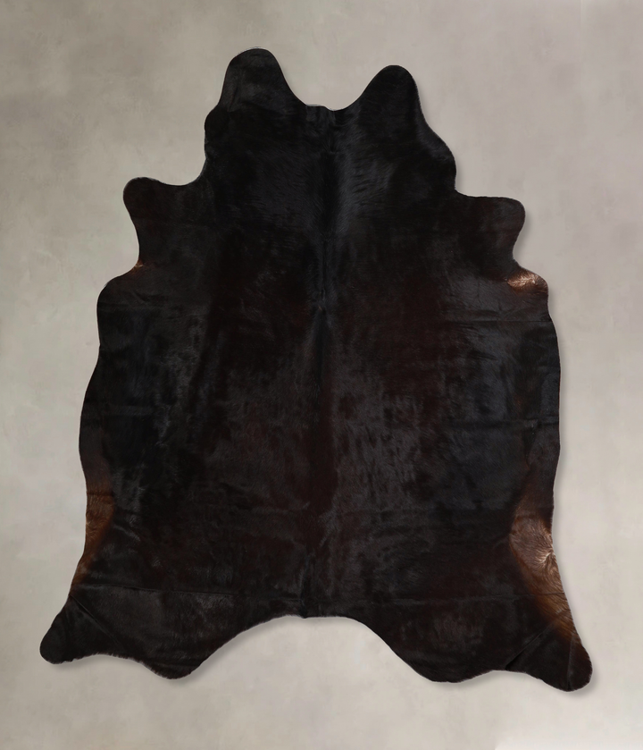 Solid Black X-Large Brazilian Cowhide Rug 7'1"H x 6'3"W #A44722 by Hudson Hides