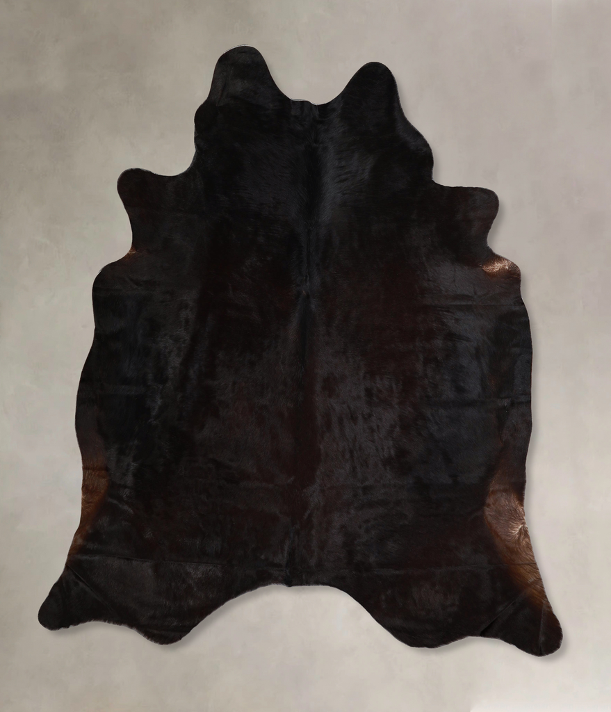 Solid Black X-Large Brazilian Cowhide Rug 7'1"H x 6'3"W #A44722 by Hudson Hides