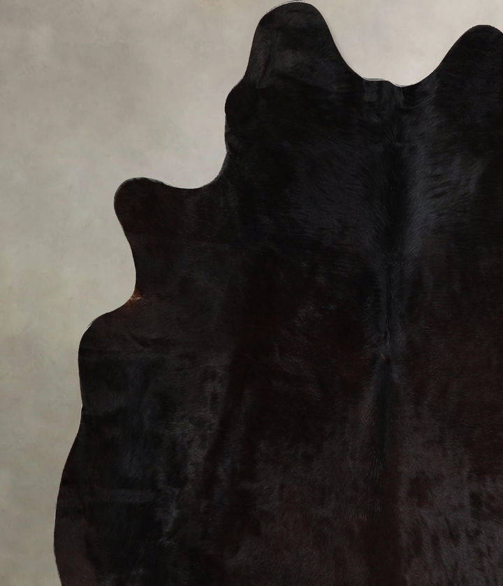 Solid Black X-Large Brazilian Cowhide Rug 7'1"H x 6'3"W #A44722 by Hudson Hides