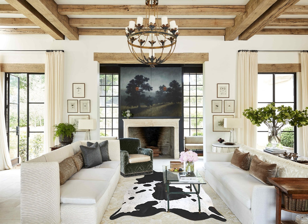 Black and White X-Large Brazilian Cowhide Rug 7'7"H x 6'3"W #A44784 by