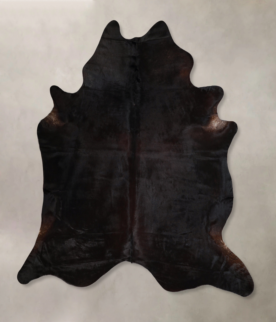 Solid Black X-Large Brazilian Cowhide Rug 7'5"H x 6'8"W #A44822 by Hudson Hides