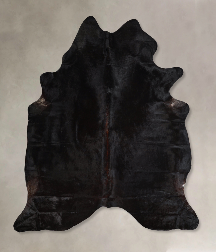 Solid Black X-Large Brazilian Cowhide Rug 7'0"H x 6'2"W #A44827 by Hudson Hides