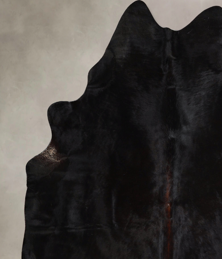 Solid Black X-Large Brazilian Cowhide Rug 7'0"H x 6'2"W #A44827 by Hudson Hides